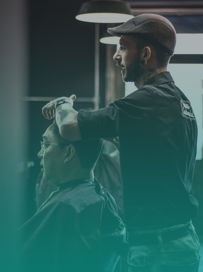 Professional barber at work